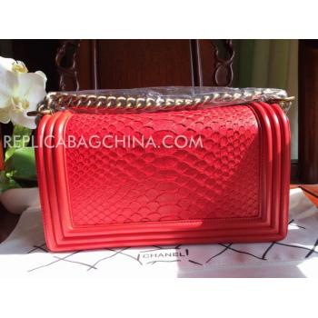 Chanel Red Handbag Snakeskin