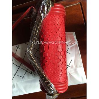 Chanel Red Handbag Snakeskin