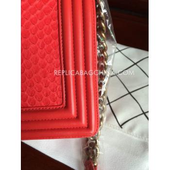 Chanel Red Handbag Snakeskin