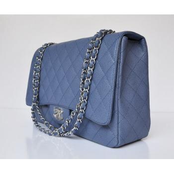 Chanel  Flap bags 47600 Blue Cow Leather Medium Bag