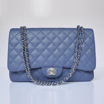 Chanel  Flap bags 47600 Blue Cow Leather Medium Bag