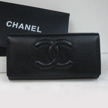 Chanel Wallet 164 Black Cow Leather Ladies Wallet