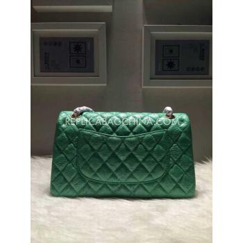 Chanel  Flap Rhinestone Buckle Green Handbag Patent Leather