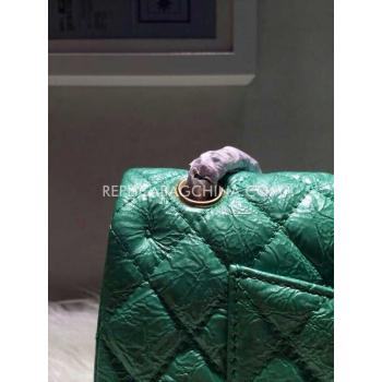 Chanel  Flap Rhinestone Buckle Green Handbag Patent Leather