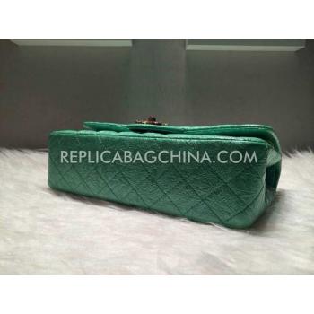 Chanel  Flap Rhinestone Buckle Green Handbag Patent Leather