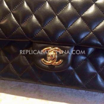 Cheap Chanel  Flap Lambskin Black Shoulder Bag