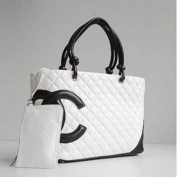 Chanel Cambon bags 9005 White Lambskin Ladies Bag