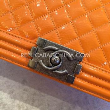 Chanel Le Boy Leather Orange Cross Body Bag