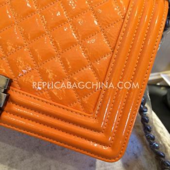 Chanel Le Boy Leather Orange Cross Body Bag