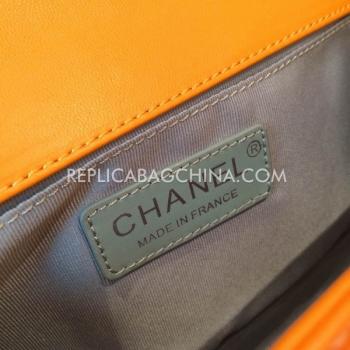 Chanel Le Boy Leather Orange Cross Body Bag