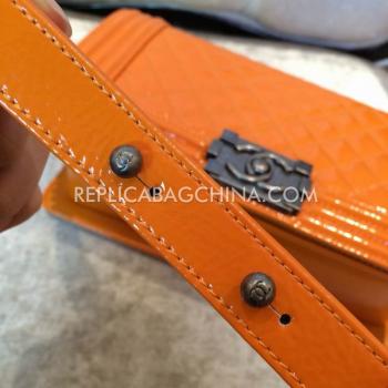 Chanel Le Boy Leather Orange Cross Body Bag