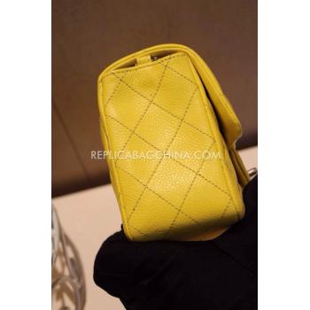 Cheap Chanel  Flap Handbag Mini Yellow Snakeskin