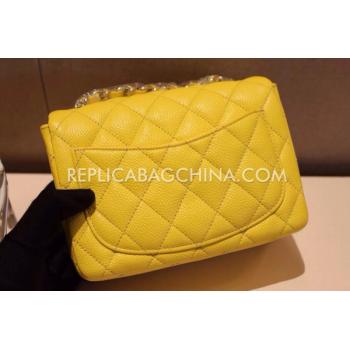 Cheap Chanel  Flap Handbag Mini Yellow Snakeskin