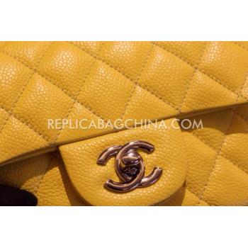 Cheap Chanel  Flap Handbag Mini Yellow Snakeskin