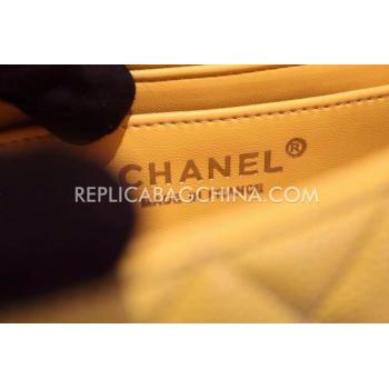 Cheap Chanel  Flap Handbag Mini Yellow Snakeskin