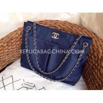 Chanel Nylon Shoulder Bag Handbag Blue