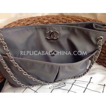 Chanel Handbag Nylon Gray