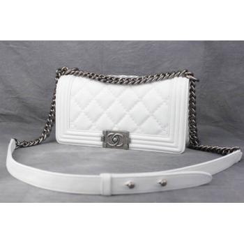 Chanel New Arrival White Calfskin Shoulder Bag Le Boy