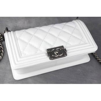 Chanel New Arrival White Calfskin Shoulder Bag Le Boy