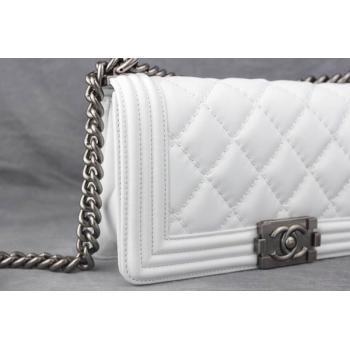 Chanel New Arrival White Calfskin Shoulder Bag Le Boy