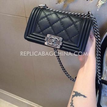 Chanel Le Boy 2way Rhombic Black Calfskin