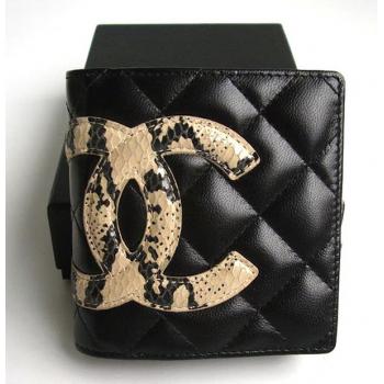 Chanel Wallet 087 Black Snake Leather Ladies Wallet