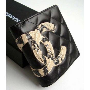 Chanel Wallet 087 Black Snake Leather Ladies Wallet