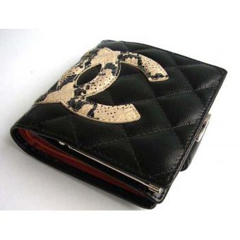 Chanel Wallet 087 Black Snake Leather Ladies Wallet