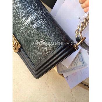 Chanel New Arrival Black Leather 2way Le Boy