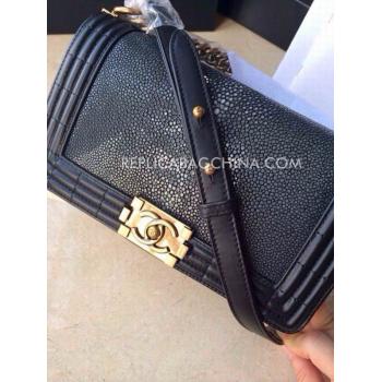 Chanel New Arrival Black Leather 2way Le Boy