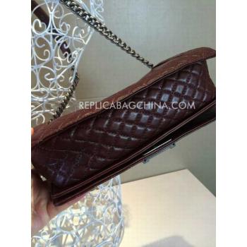 Chanel Brown Shoulder Bag Lambskin Le Boy HM05206