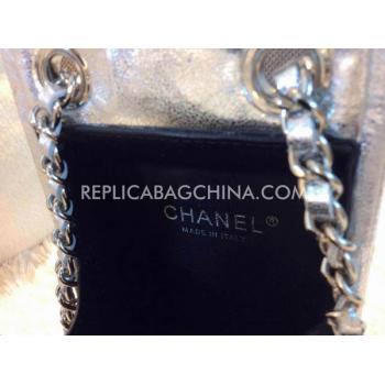 Cheap Chanel  Flap Shoulder Bag Lambskin Silver