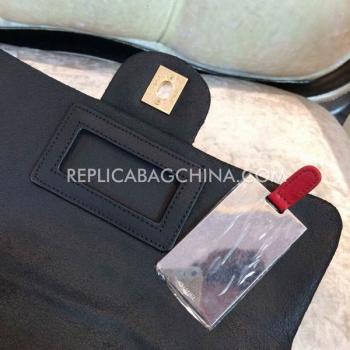 Replica Chanel Leather Handbag Embroidery Black