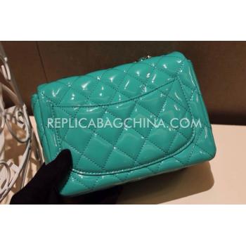 Chanel Patent Leather Handbag Mini Green  Flap Replica