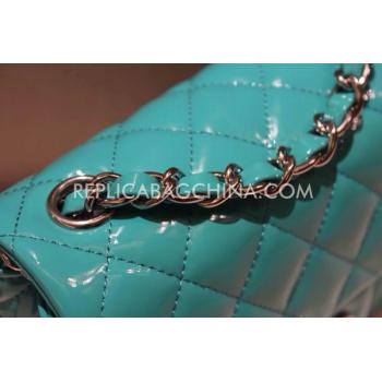 Chanel Patent Leather Handbag Mini Green  Flap Replica