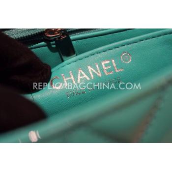 Chanel Patent Leather Handbag Mini Green  Flap Replica