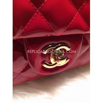 Chanel  Flap Red Shoulder Bag Genuine Leather