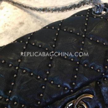 Chanel Calfskin Cross Body Bag Rivet Black  Flap