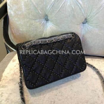 Chanel Calfskin Cross Body Bag Rivet Black  Flap