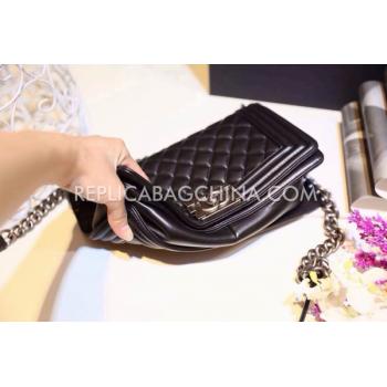 Replica Chanel Lambskin  Black Le Boy Cross Body Bag