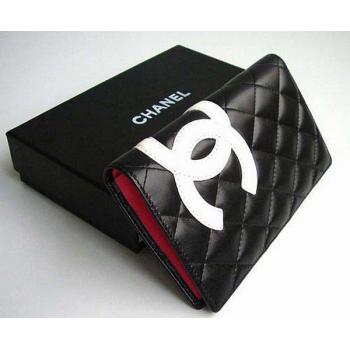 Chanel Wallet C0165 Black Lambskin Small Wallet