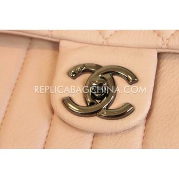 Replica Chanel Handbag Lattice Stripe Apricot  Flap Calfskin