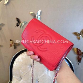 Chanel Shoulder Bag Calfskin Red  Flap