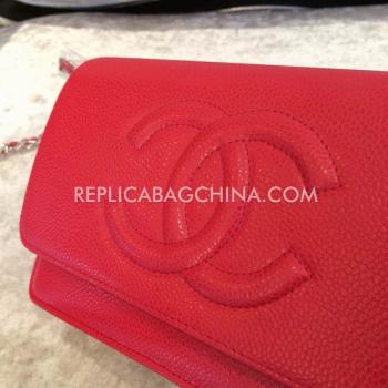 Chanel Shoulder Bag Calfskin Red  Flap