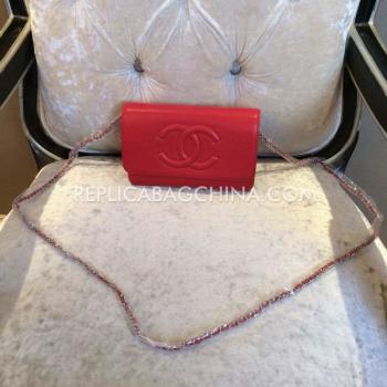 Chanel Shoulder Bag Calfskin Red  Flap