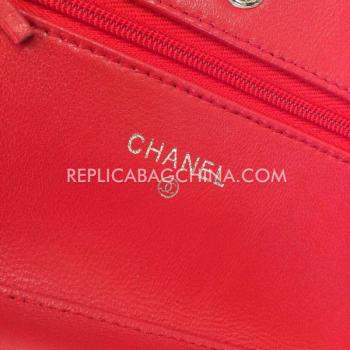 Chanel Shoulder Bag Calfskin Red  Flap