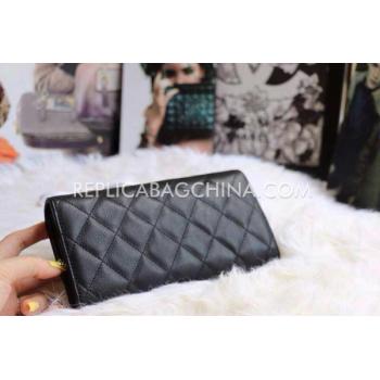 Chanel Wallet Lattice Pattern Black Calfskin Purse