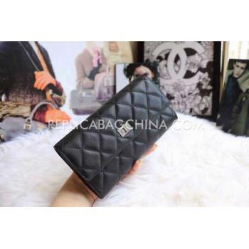 Chanel Wallet Lattice Pattern Black Calfskin Purse