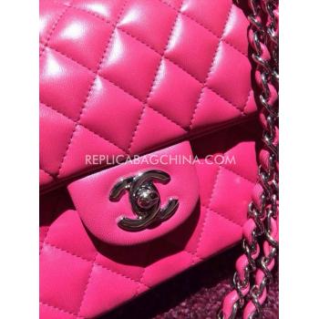 Quality Chanel Handbag Silver Chain Red  Flap Lambskin Replica