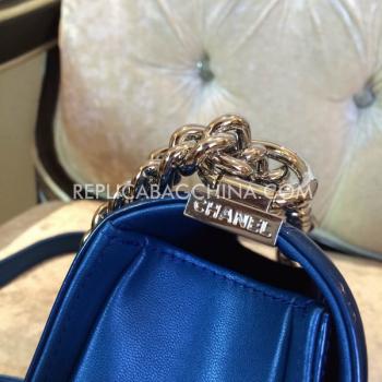 Cheap Chanel Blue Shoulder Bag Le Boy Leather